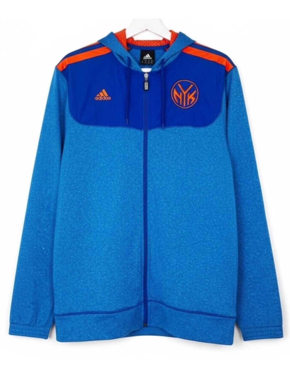 ADIDAS New York Knicks Full Zip Hoodie Jacket XL NBA Finals Blue Orange - Picture 4 of 16